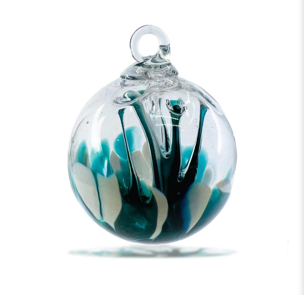 Handblown Glass - Witch Ball - Waterfall - 3"