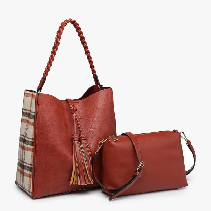 Handbag - JC - Dina Bucket Bag with Crossbody - (M2176PLD-RUSTCRM)