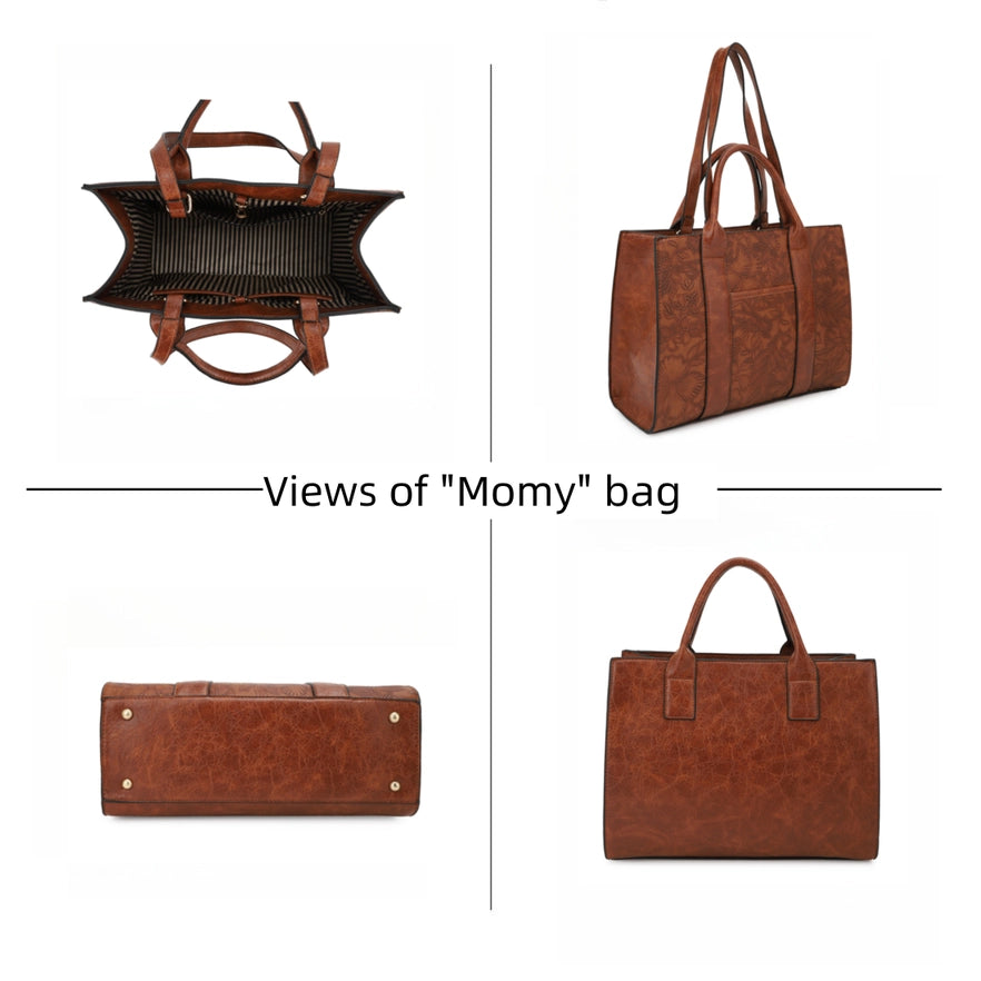 Handbag - KA Mallory 2 in 1 - Hibiscus Tooled Brown