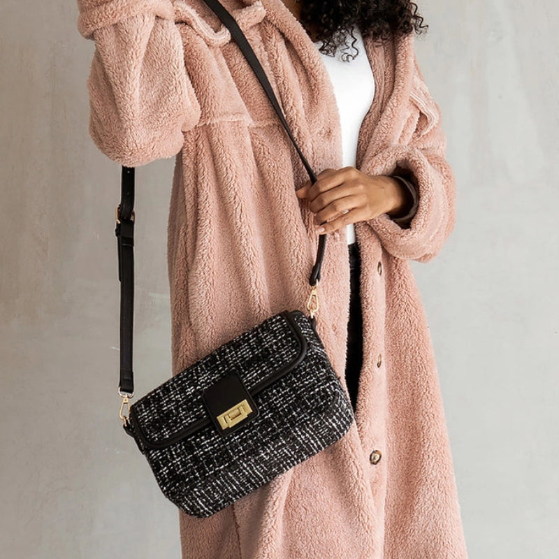 Handbag - JC - Elodie - Black Tweed (M2169TWD-BK)
