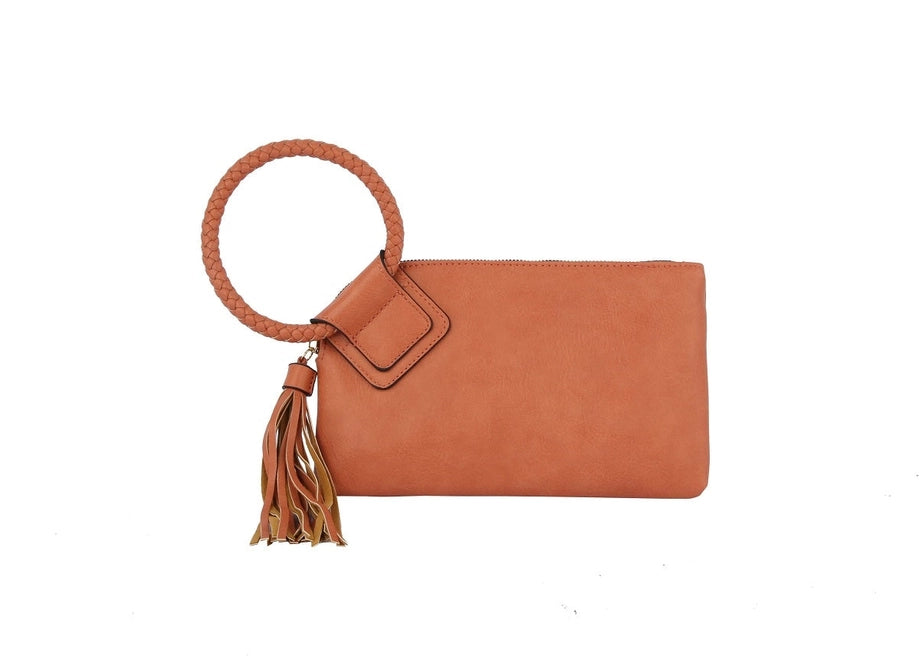 Handbag - Kayla Wristlet Clutch - Brown
