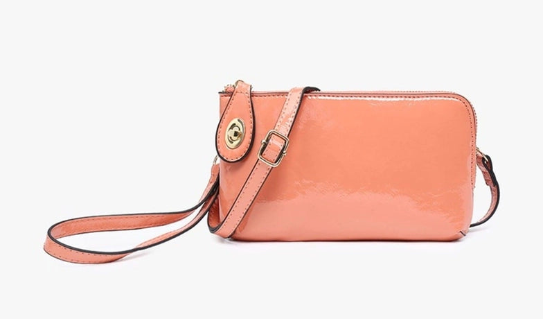 Handbag - MW - Kendall High Gloss Crossbody/Wristlet - Coral