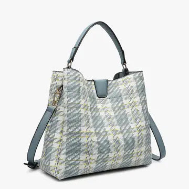 Handbag - Tati Plaid Satchel - Teal