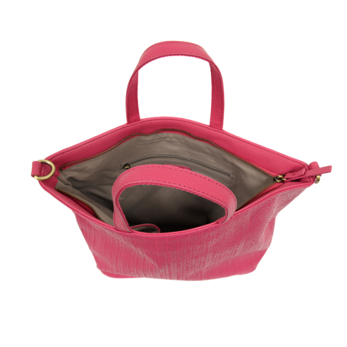 Handbag - Woven Convertible Shopper - Fuchsia