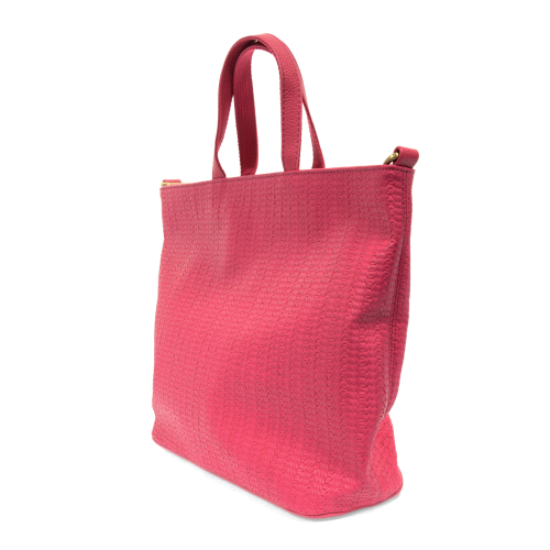 Handbag - Woven Convertible Shopper - Fuchsia