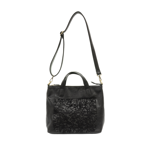 Handbag - Convertible Tote - Black Faux Fur