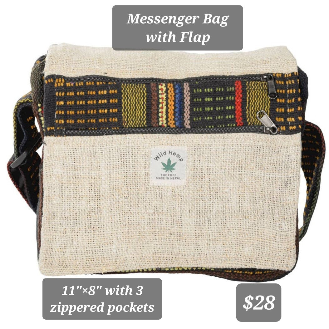 Handbag - Hemp Messenger Bag with flap