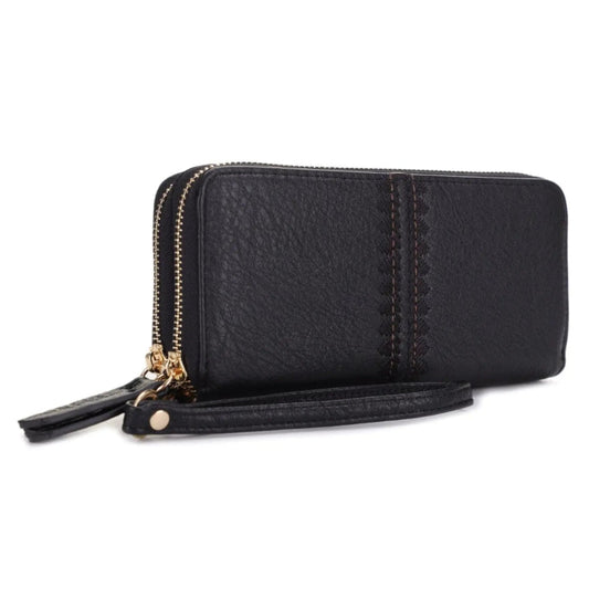 Handbag - MW - Sherrie Double Zipper Wallet Clutch - Black