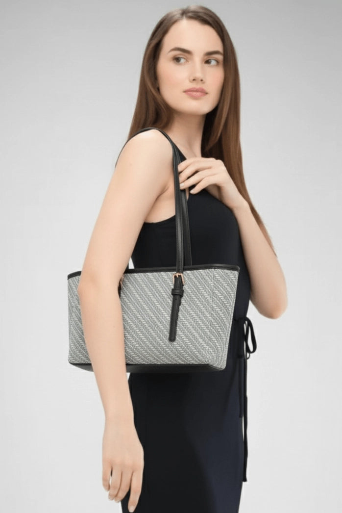 Handbag - MW - Loretta Straw Tote - Black