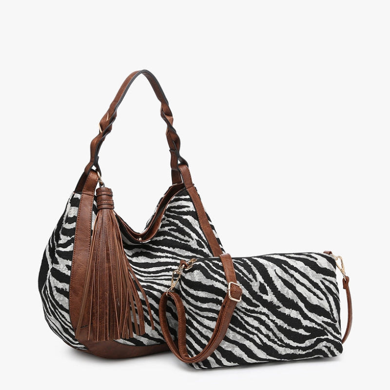 Handbag - JC - Nori Hobo - Zebra (M2255-BK)