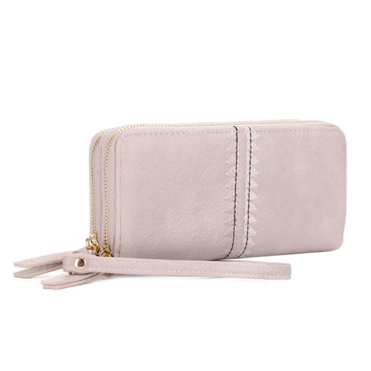 Handbag - MW - Sherrie Double Zipper Wallet Clutch - Beige