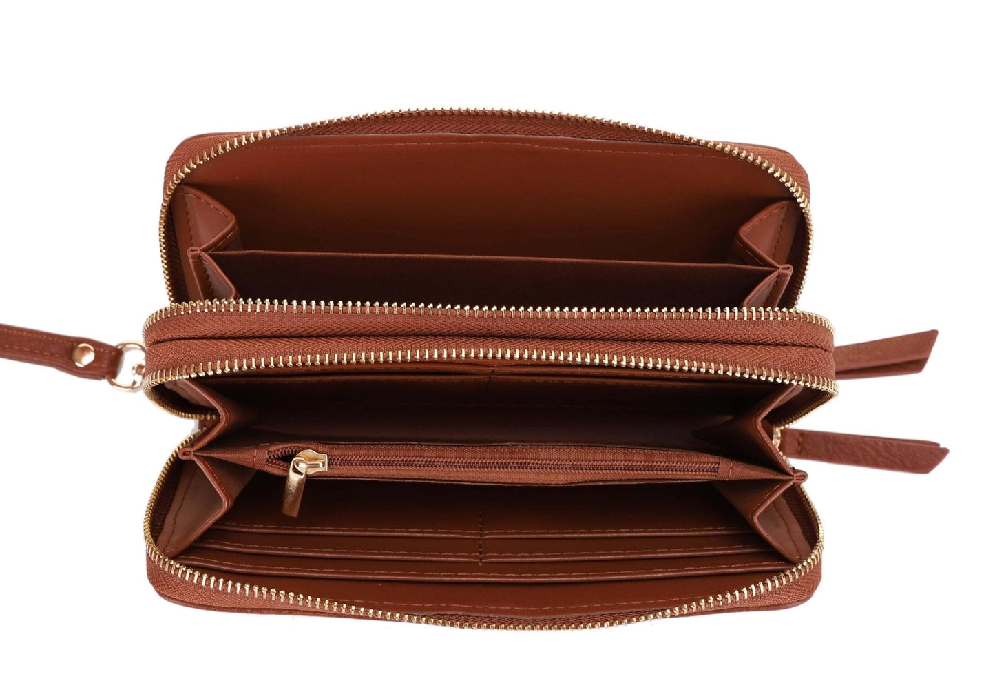 Handbag - MW - Sherrie Double Zipper Wallet Clutch - Camel