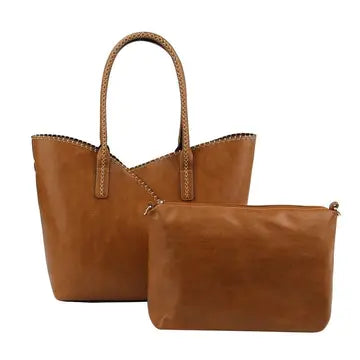 Handbag - Stitch Trim Tote 2 in 1 - Brown