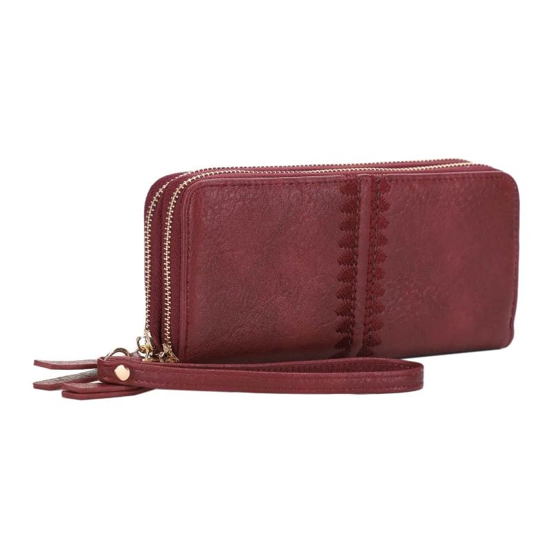 Handbag - MW - Sherrie Double Zipper Wallet Clutch - Wine