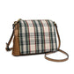 Handbag - MW - Three Compartment Crossbody - Tan Plaid