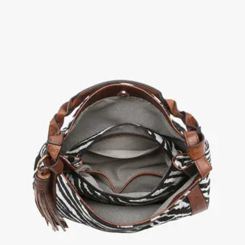 Handbag - JC - Nori Hobo - Zebra (M2255-BK)