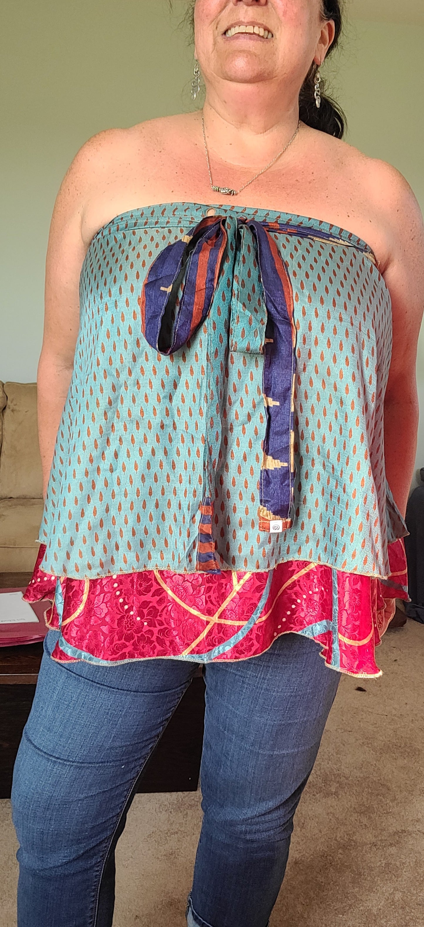 Skirt - Darn Good - Reclaimed Sari Silk Reversible Skirt