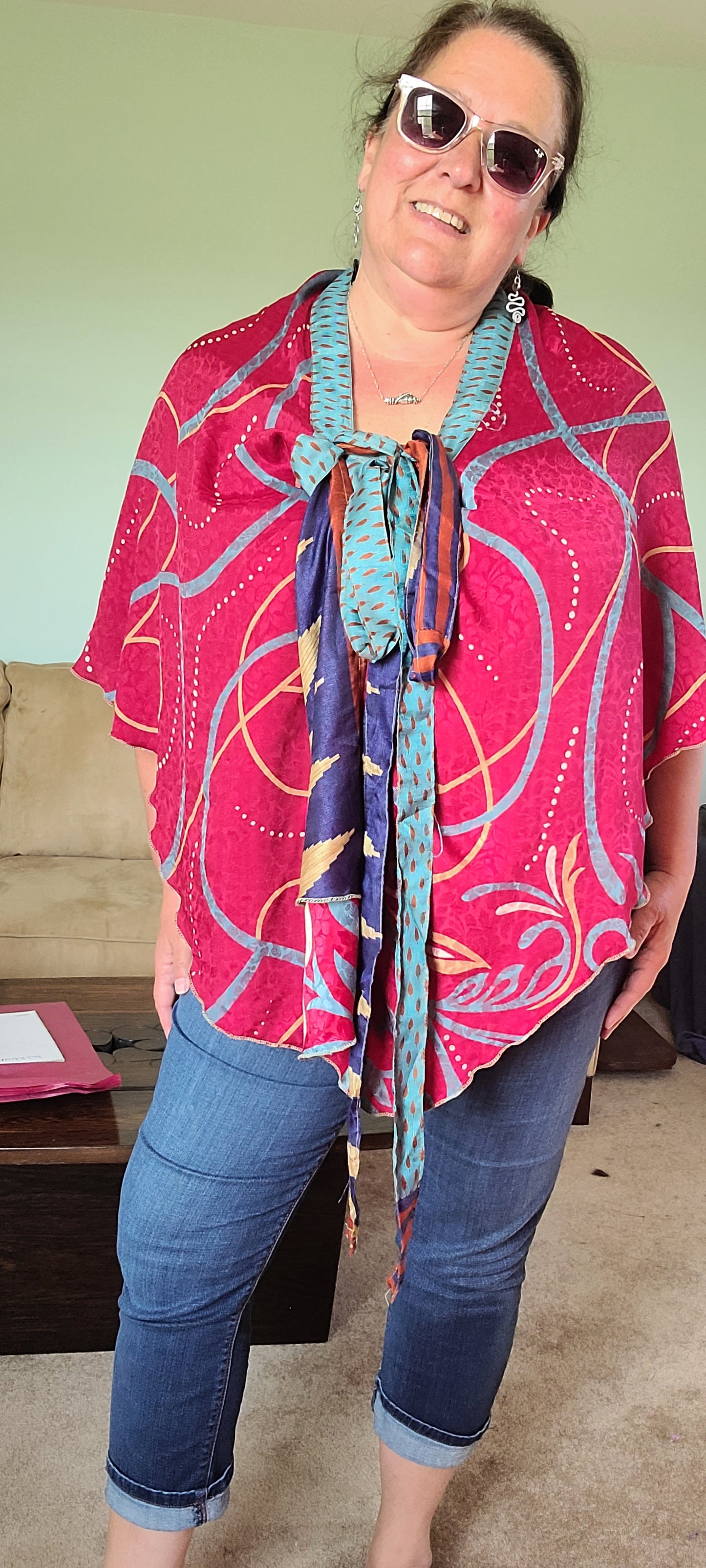 Skirt - Darn Good - Reclaimed Sari Silk Reversible Skirt