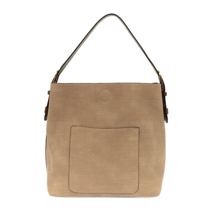 Handbag - Linen Look Hobo - Taupe