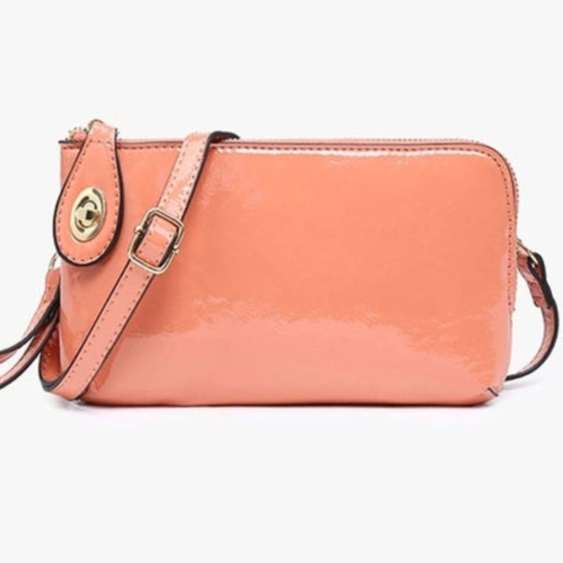 Handbag - MW - Kendall High Gloss Crossbody/Wristlet - Coral