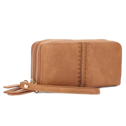 Handbag - MW - Sherrie Double Zipper Wallet Clutch - Camel