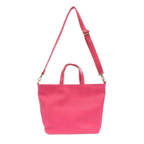 Handbag - Woven Convertible Shopper - Fuchsia