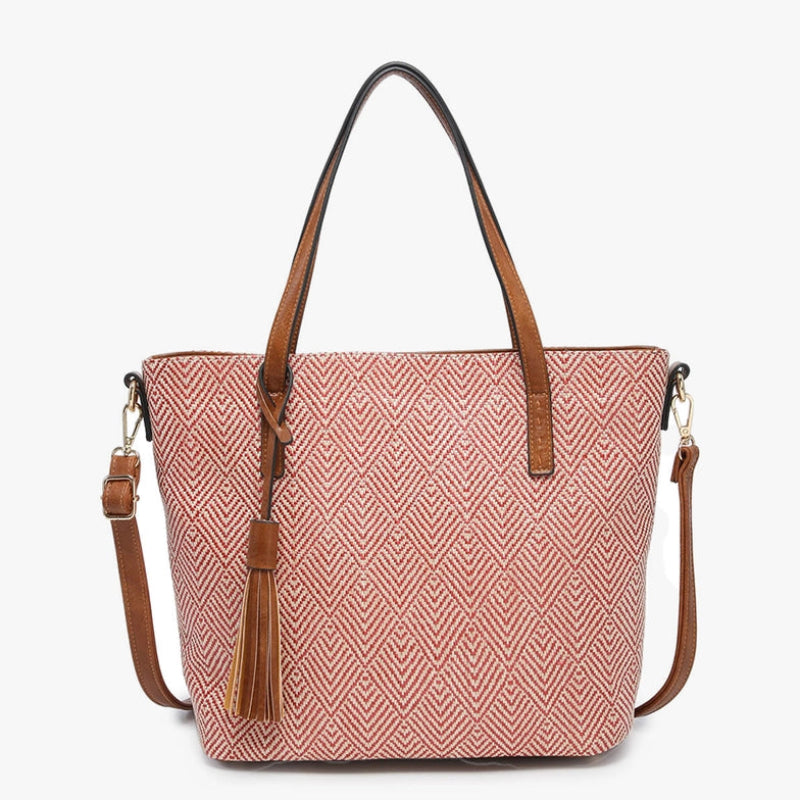 Handbag - JC - August Tote - Red/Natural (M1921-RDNT)