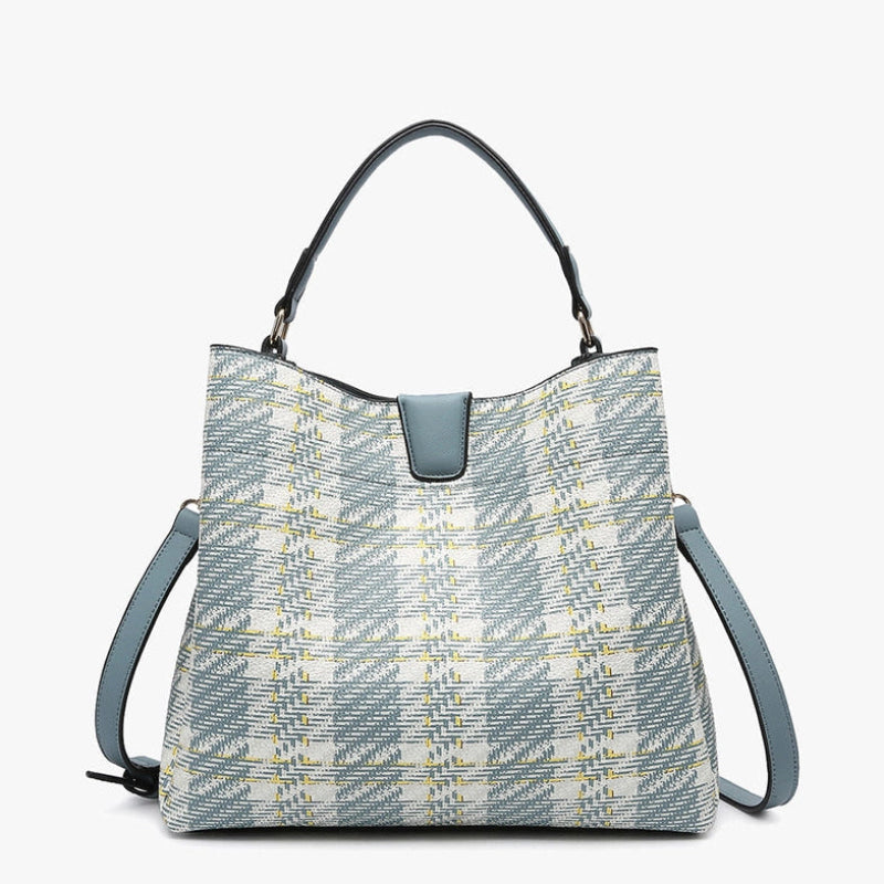 Handbag - Tati Plaid Satchel - Teal