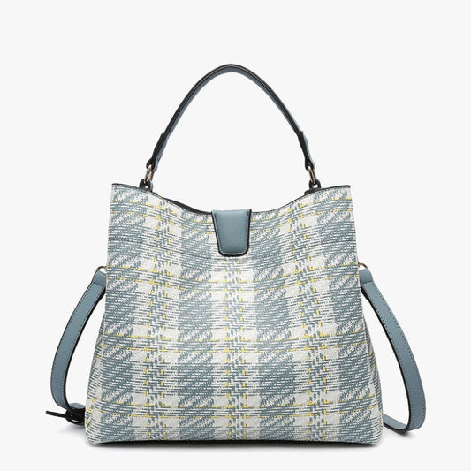 Handbag - Tati Plaid Satchel - Teal