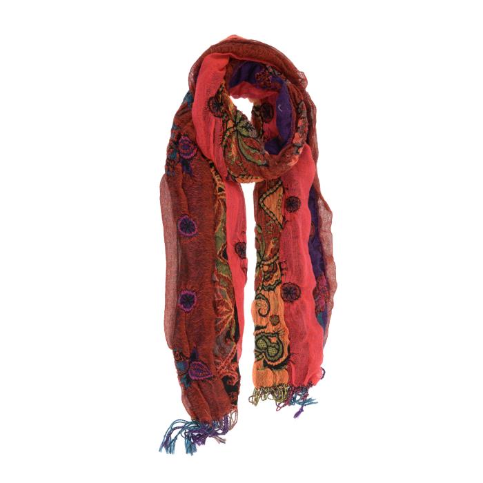 Scarf - JS Lotus Vine - Crimson