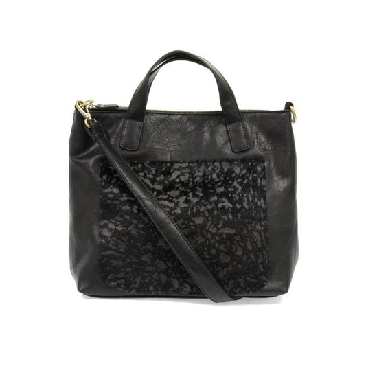 Handbag - Convertible Tote - Black Faux Fur