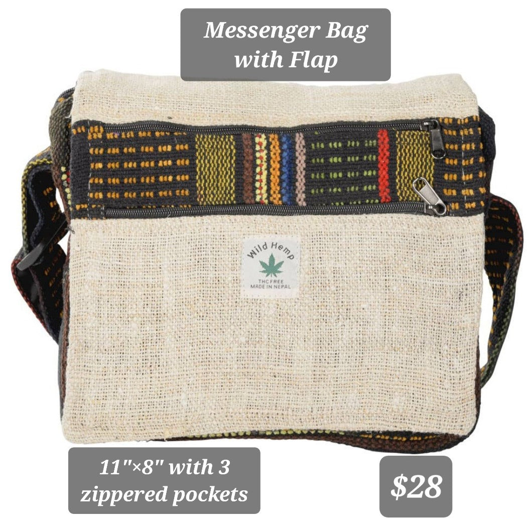 Handbag - Hemp Messenger Bag with flap